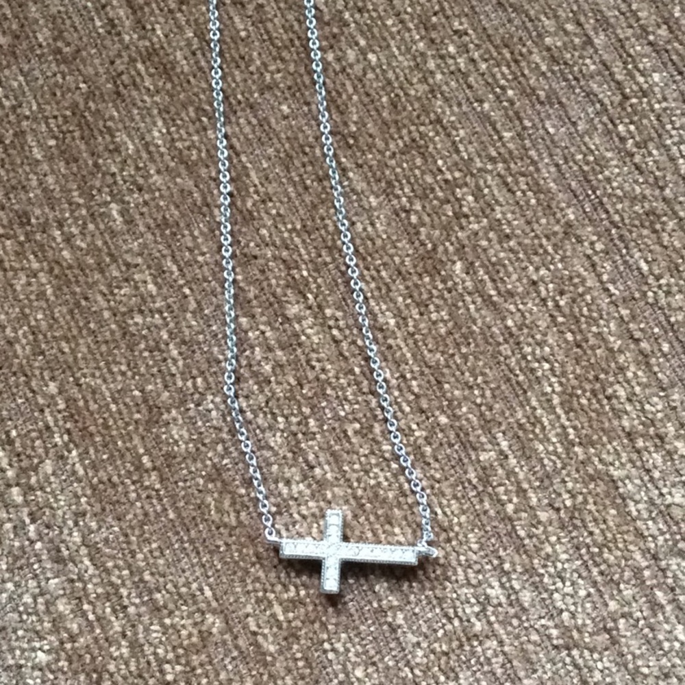 Nadri cross sideways necklace